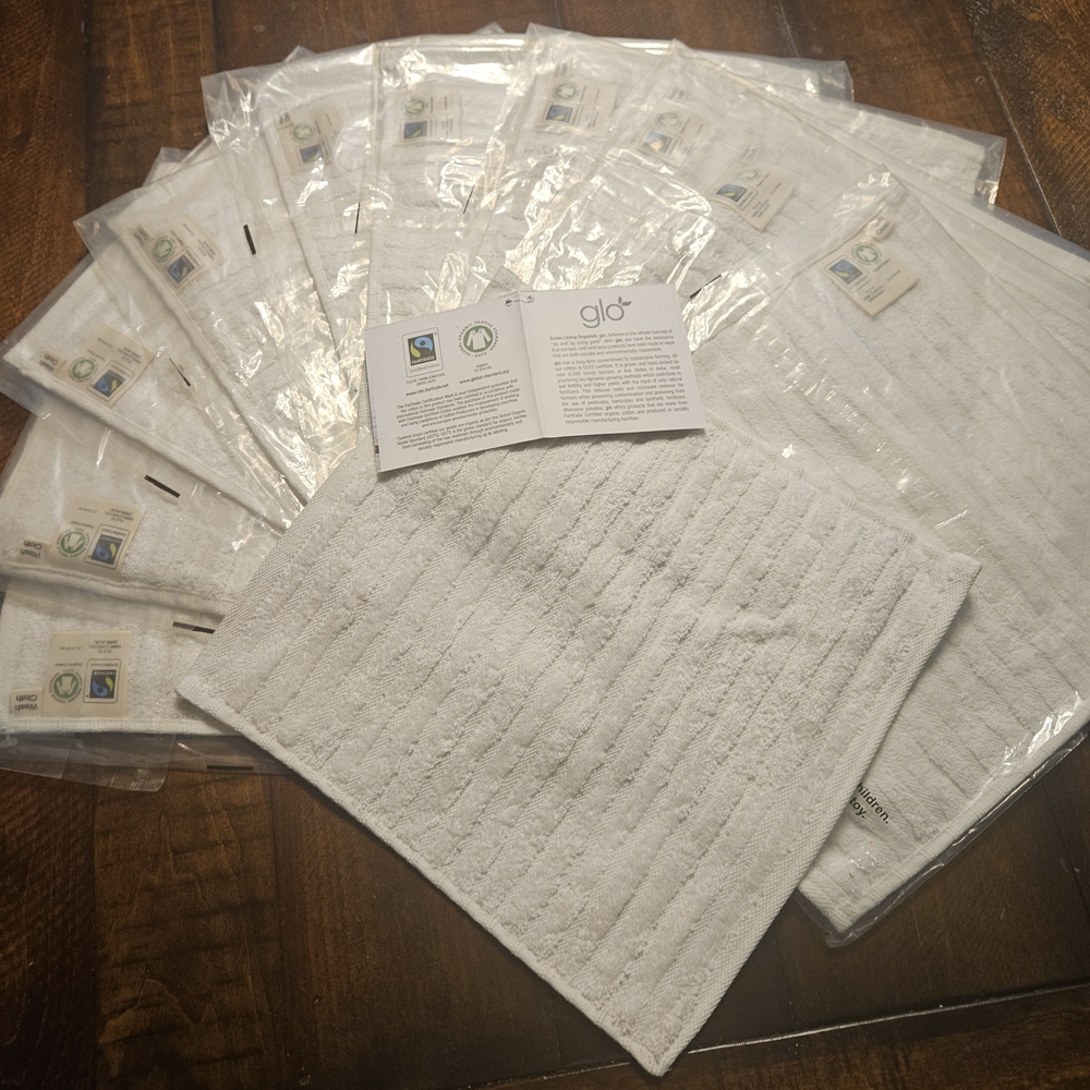 Organic 100% Cotton Wash Clothes. Sold In Set Of 10 Or Custom Amount